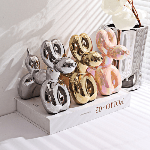 1 Piece Pink Balloon Dog Statue Decoration Ornament, 18x22 cm. - BusDeals