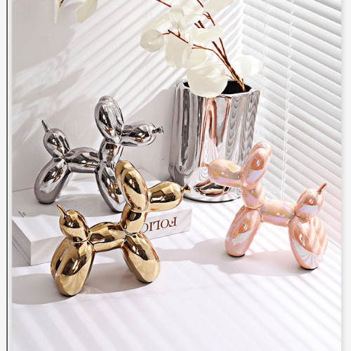 1 Piece Pink Balloon Dog Statue Decoration Ornament, 18x22 cm. - BusDeals