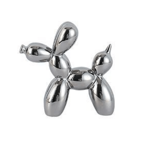 1 Piece Silver Balloon Dog Statue Decoration Ornament, 18x22 cm. - BusDeals