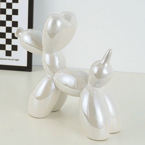 1 Piece White Balloon Dog Statue Decoration Ornament, 18x22 cm. - BusDeals