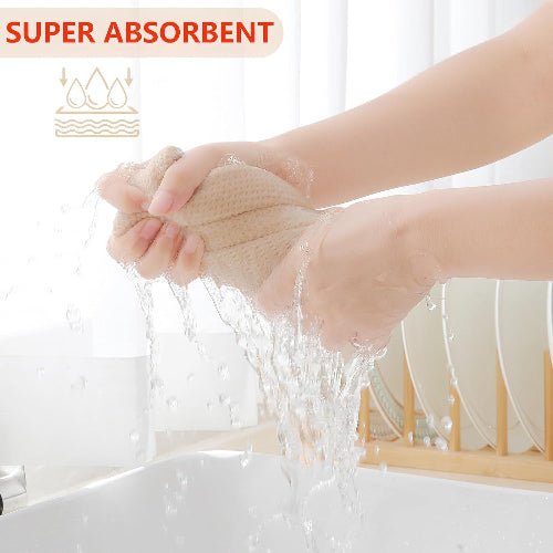 100% cotton 6 - pcs 34x34cm, waffle weave kitchen dish cloths, ultra soft absorbent quick drying dish towels, beige - BusDeals