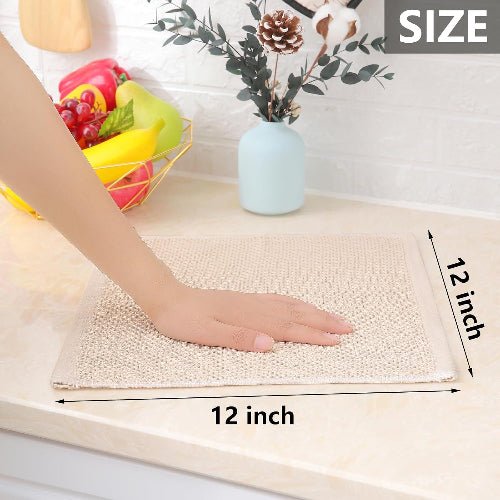 100% cotton 6 - pcs 34x34cm, waffle weave kitchen dish cloths, ultra soft absorbent quick drying dish towels, beige - BusDeals