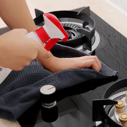 100% cotton 6 - pcs 34x34cm, waffle weave kitchen dish cloths, ultra soft absorbent quick drying dish towels, dark grey - BusDeals