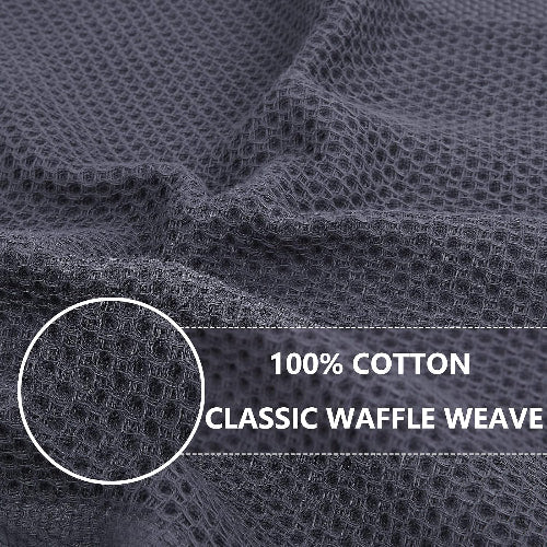 100% cotton 6 - pcs 34x34cm, waffle weave kitchen dish cloths, ultra soft absorbent quick drying dish towels, dark grey - BusDeals