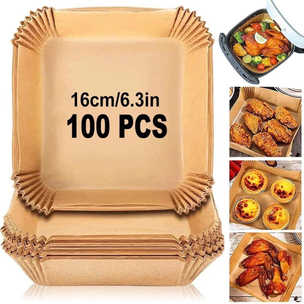 100pcs Premium Square Backing Paper Air Fryer Liners, 16x16cm. - BusDeals