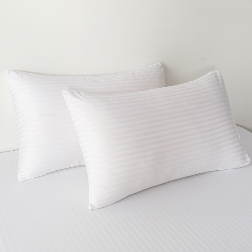Satin Stripped Single size 4-piece bed linen, white color.