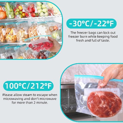 15 Pcs 23x16 cm; Antibacterial food bag with zipper close. Reusable Ziplock Bags - BusDeals