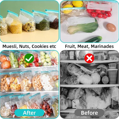 15 Pcs 23x16 cm; Antibacterial food bag with zipper close. Reusable Ziplock Bags - BusDeals