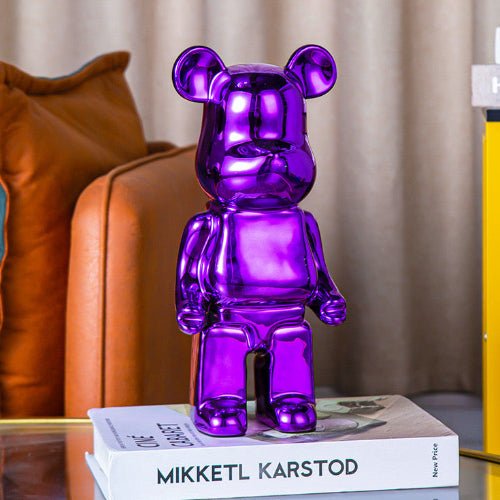 1pc 28cm Purple Decoration Trendy Bear Ceramic Ornament. - BusDeals