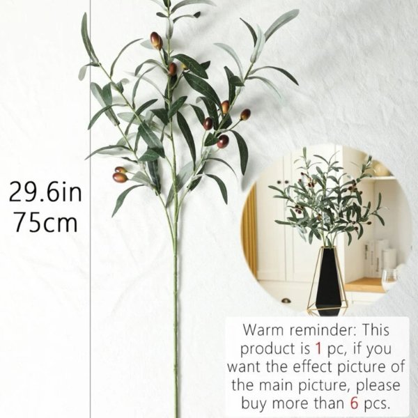 1pc Artificial Tropical Plant Olive Branch With Fruit For Home Decoration, Garden. - BusDeals