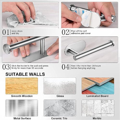 1pc Stainless Steel Bathroom Wall Mounted Toilet Paper Holder, Silver Color. - BusDeals