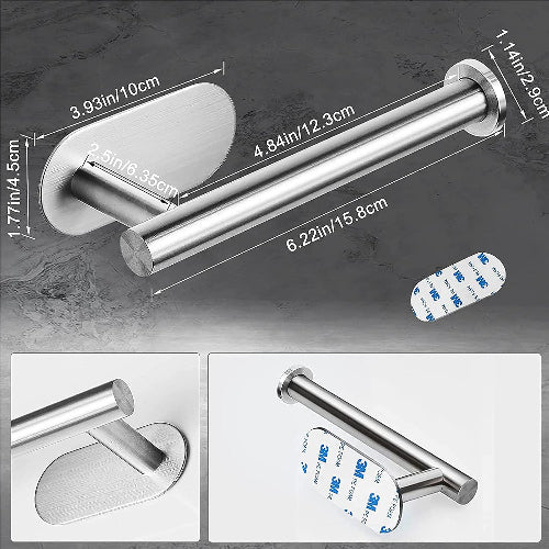 1pc Stainless Steel Bathroom Wall Mounted Toilet Paper Holder, Silver Color. - BusDeals