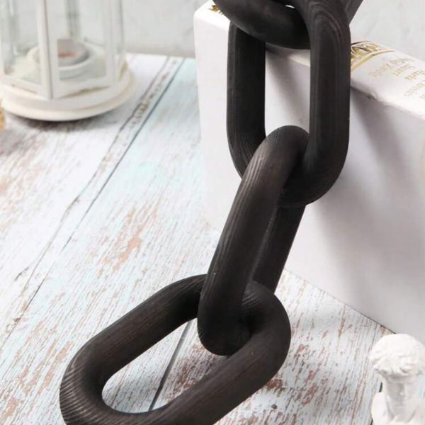 1pc Wood Chain Link Decor White/Black. - BusDeals