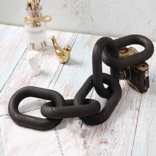 1pc Wood Chain Link Decor White/Black. - BusDeals