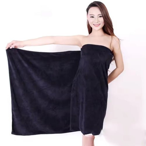 2 pcs Bath towels, fast dry coral towel set, Black. - BusDeals