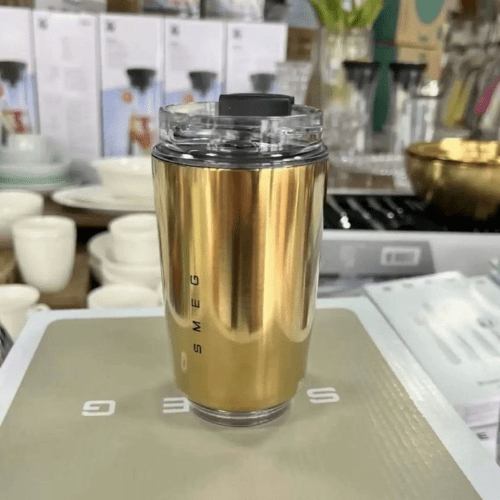 240ML Smeg Beverage Cup Travel Portable Car Drinking Cup Stainless Steel Vacuum Leak proof Coffee Thermos, Gold - BusDeals