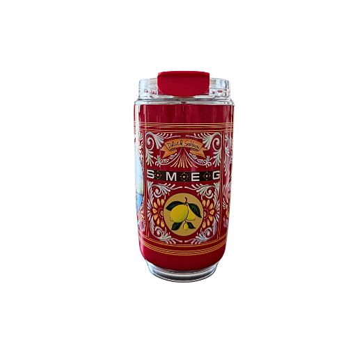 240ML Smeg Beverage Cup Travel Portable Car Drinking Cup Stainless Steel Vacuum Leak proof Coffee Thermos, Red print - BusDeals