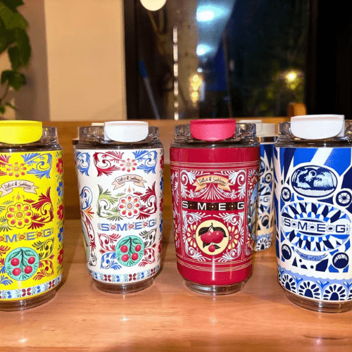 240ML Smeg Beverage Cup Travel Portable Car Drinking Cup Stainless Steel Vacuum Leak proof Coffee Thermos, Red print - BusDeals