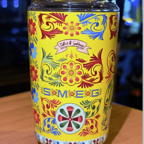 240ML Smeg Beverage Cup Travel Portable Car Drinking Cup Stainless Steel Vacuum Leak proof Coffee Thermos, Yellow print - BusDeals