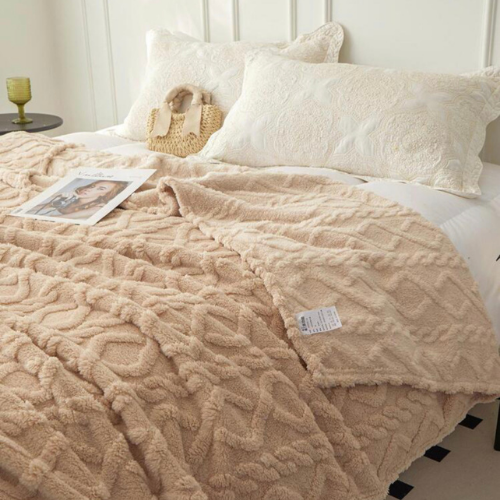 Throw Blanket Super Soft, Caramel Color, Woven Style, BusDeals Today