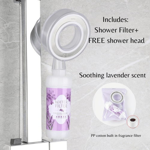 2pc Set Fragrance Shower Head Filter with Free shower head, Lavender. - BusDeals