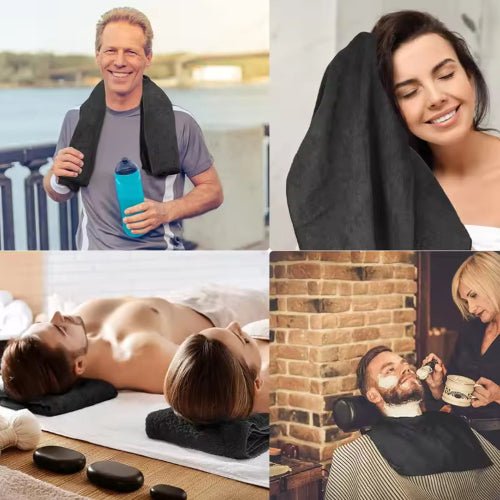 3 pcs Hair towels, fast dry coral towel set, Black. - BusDeals