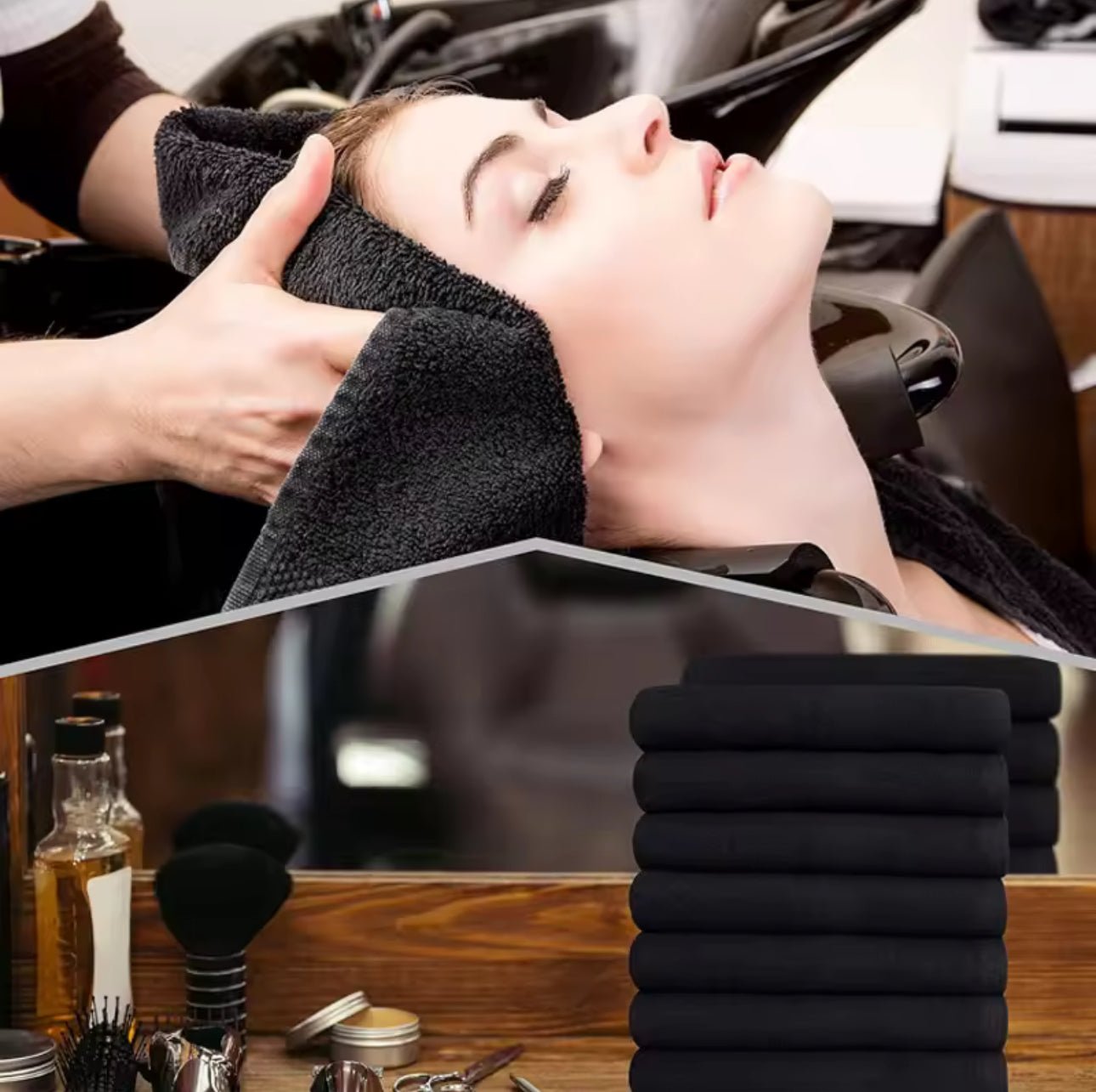 3 pcs Hair towels, fast dry coral towel set, Black. - BusDeals