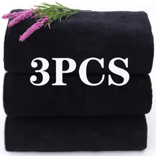 3 pcs Hair towels, fast dry coral towel set, Black. - BusDeals
