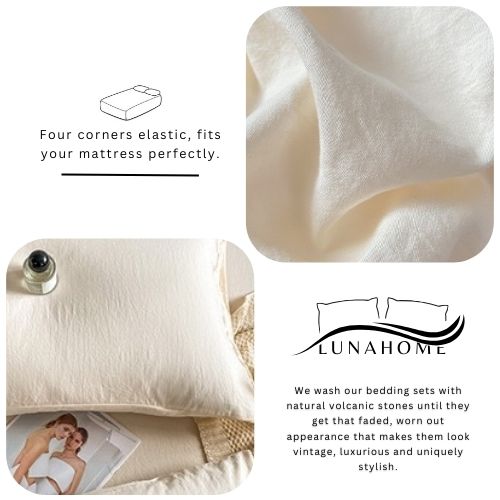 3 Pieces Fitted Bedsheet Set, Washable Cotton, Milky White Color, Various Sizes. - BusDeals