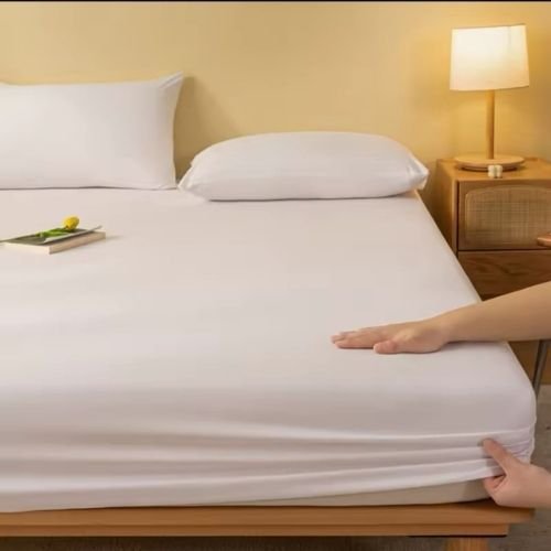 3 Pieces Fitted Bedsheet Set, Washable Cotton, White Color,King Sizes. - BusDeals