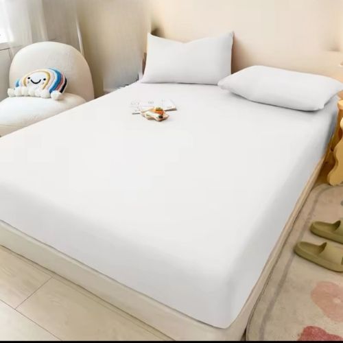 3 Pieces Fitted Bedsheet Set, Washable Cotton, White Color,King Sizes. - BusDeals