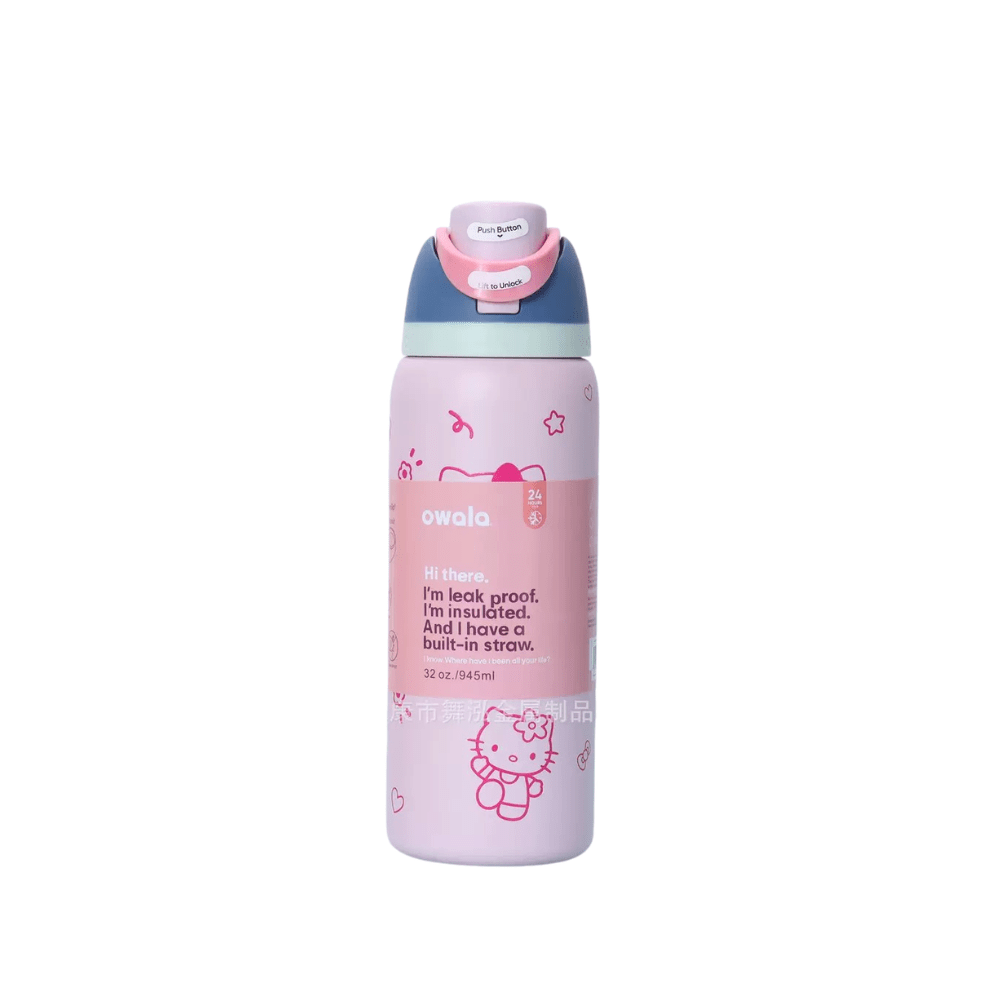 32 OZ. 945 ML Owala Hello Kitty FreeSlip Stainless Steel Vacuum InsulatedWater Bottle Pink - BusDeals