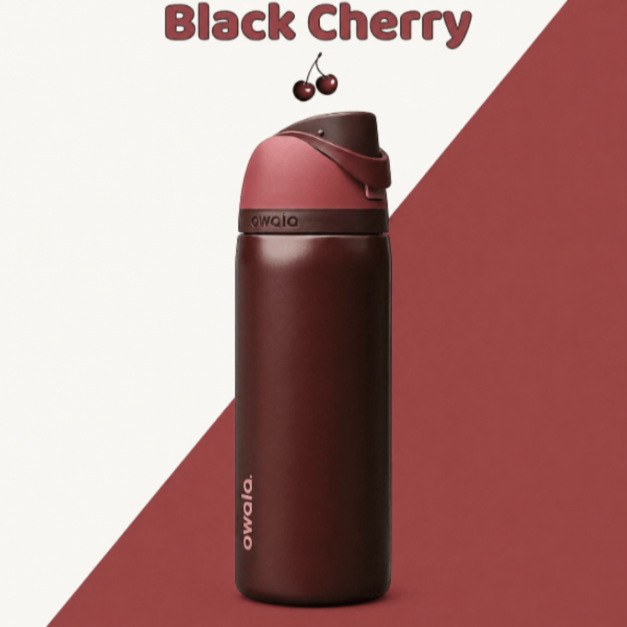 32 OZ. 945 ML Owala Stainless Steel Water Bottle, Black Cherry - BusDeals