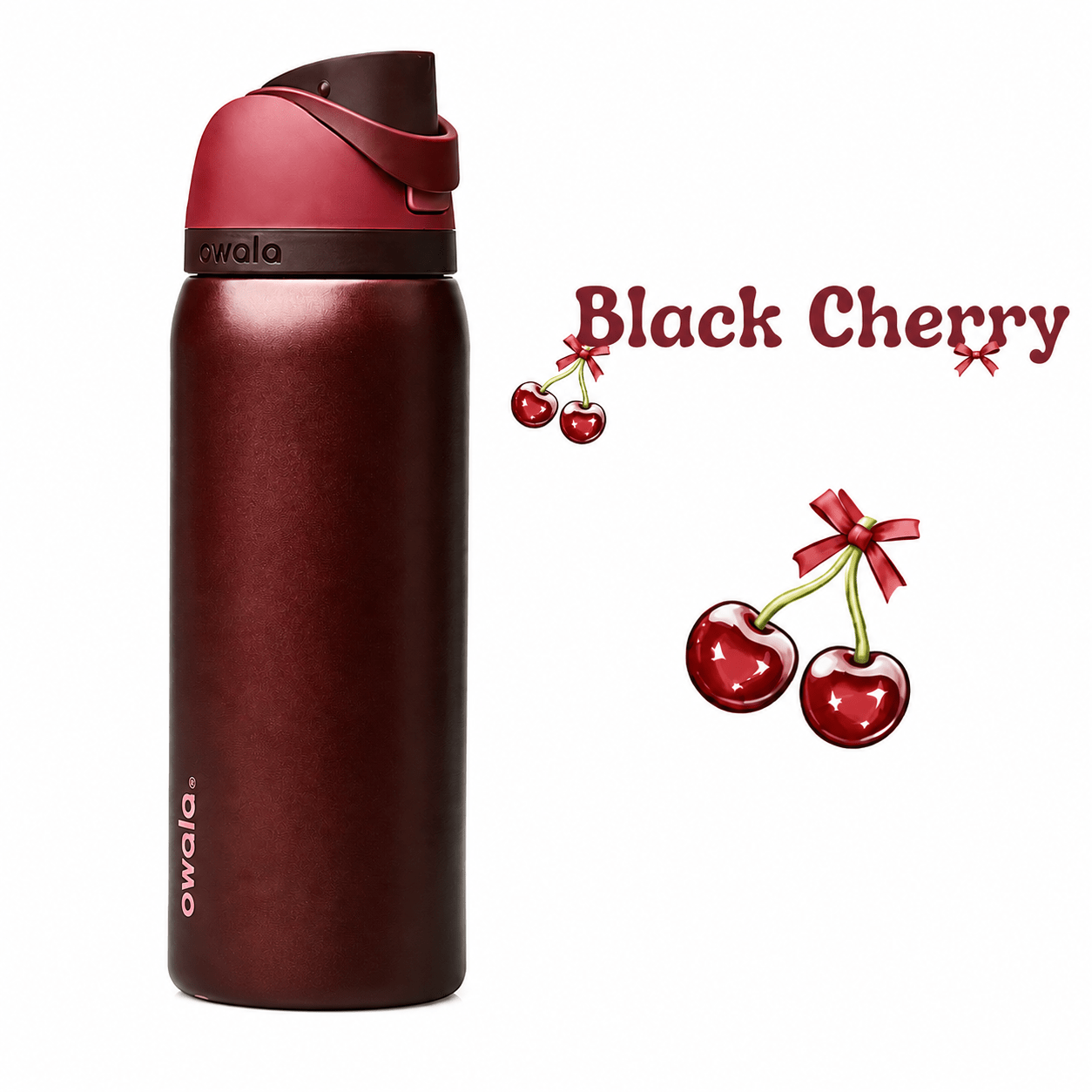 32 OZ. 945 ML Owala Stainless Steel Water Bottle, Black Cherry - BusDeals