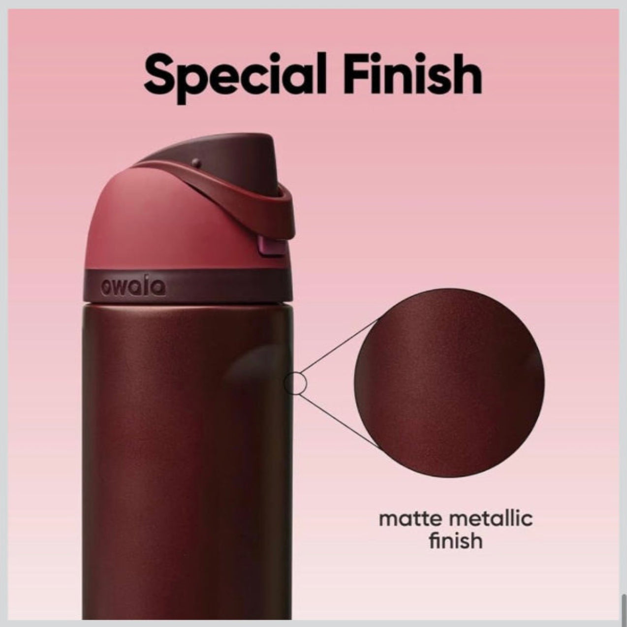 32 OZ. 945 ML Owala Stainless Steel Water Bottle, Black Cherry - BusDeals