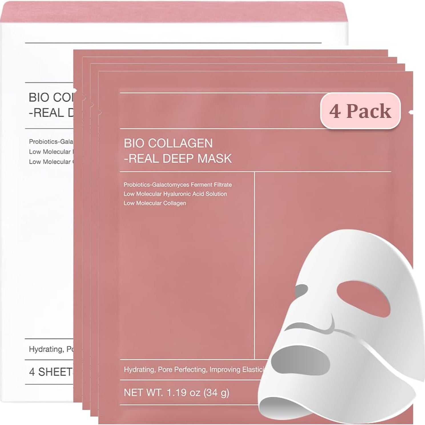 4 Pcs Bio - Collagen Deep Mask, Hydrating Overnight Mask Sleep. - BusDeals