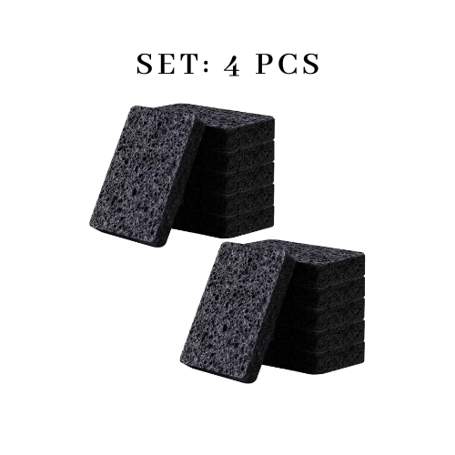 4 - Pcs Non - Scratch Scrub Sponges - Washing Dishes, Black Color - BusDeals