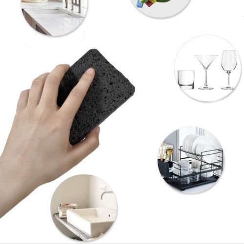 4 - Pcs Non - Scratch Scrub Sponges - Washing Dishes, Black Color - BusDeals