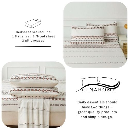 4 Pieces Bedsheet Set Boho Design. - BusDeals