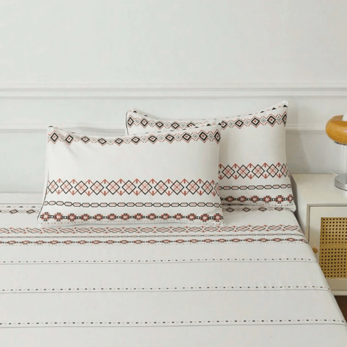 4 Pieces Bedsheet Set Boho Design. - BusDeals