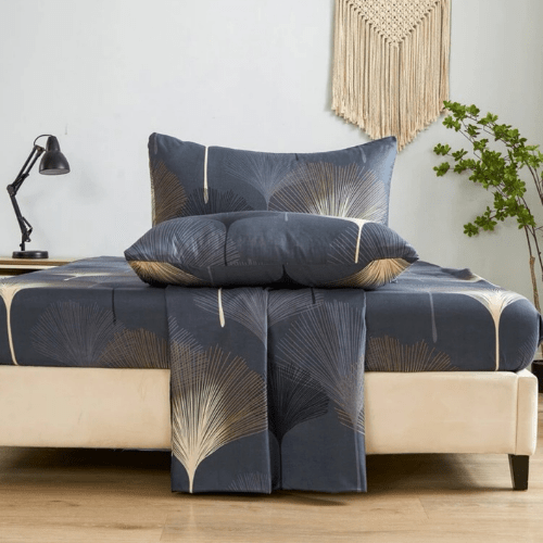 4 Pieces Bedsheet Set, Brown Color. - BusDeals