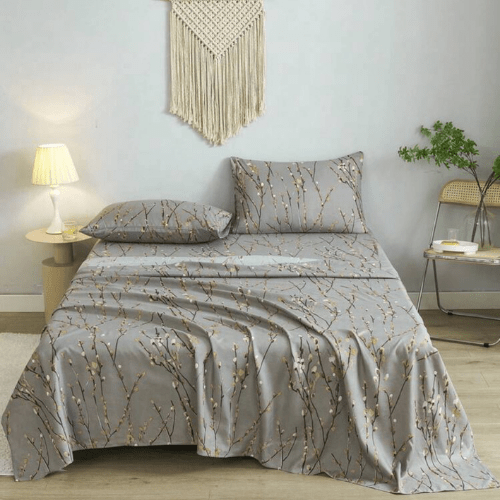 4 Pieces Bedsheet Set, Cherry Blossom. - BusDeals