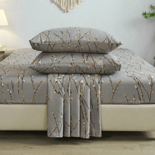 4 Pieces Bedsheet Set, Cherry Blossom. - BusDeals