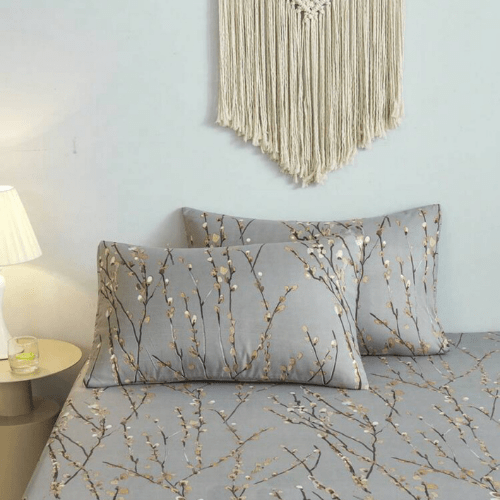 4 Pieces Bedsheet Set, Cherry Blossom. - BusDeals