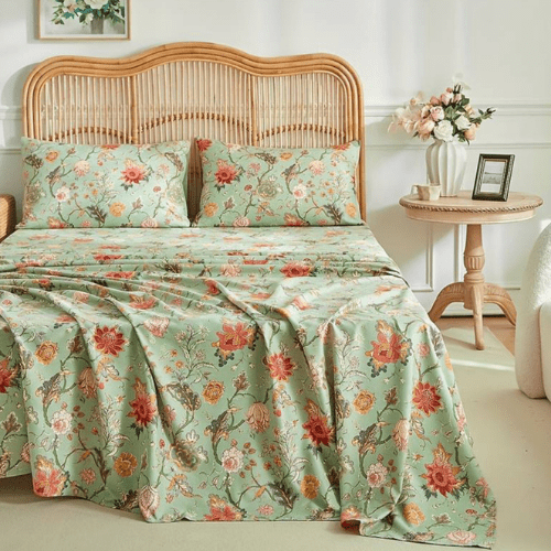 4 Pieces Bedsheet Set Floral Design. - BusDeals