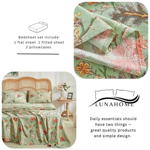 4 Pieces Bedsheet Set Floral Design. - BusDeals