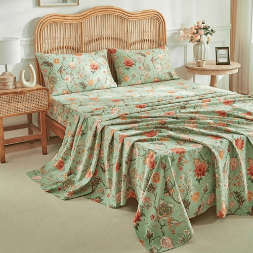4 Pieces Bedsheet Set Floral Design. - BusDeals