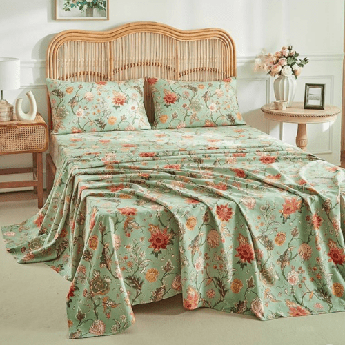 4 Pieces Bedsheet Set Floral Design. - BusDeals