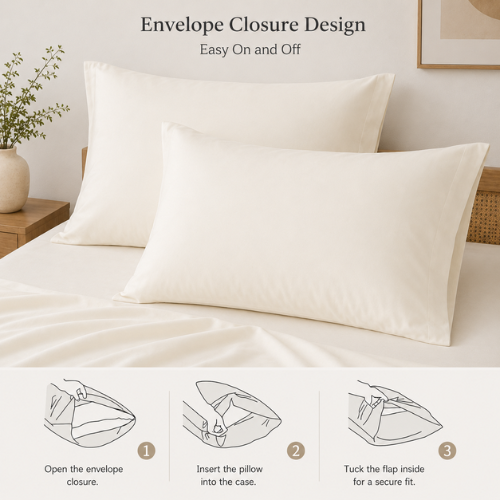 Bamboo Satin King Size 6 Pieces, quality Duvet Cover set, Matte off white color.