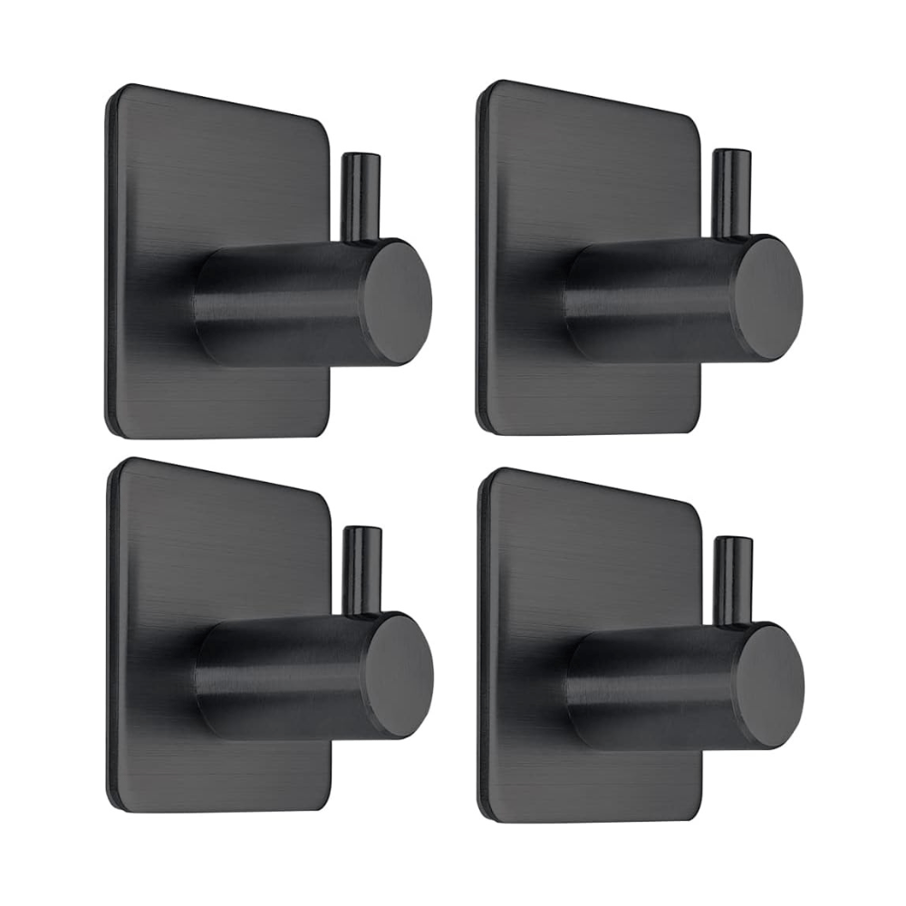 4pcs Wall Hooks Shower Hooks for Bathroom Kitchen Door - Black. - BusDeals
